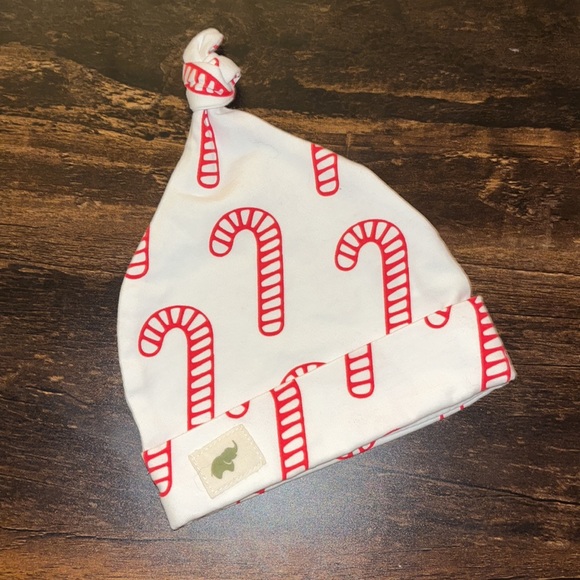 Monica & Andy Top Knot Cap, Newborn Hat, Candy Cane Christmas🎄 - Picture 2 of 3